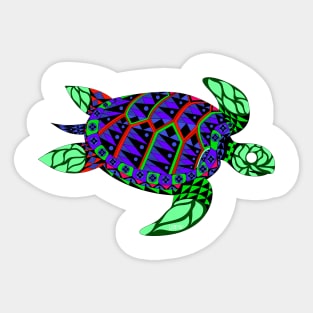 caguama carey turtle of the summer ocean reef ecopop art Sticker